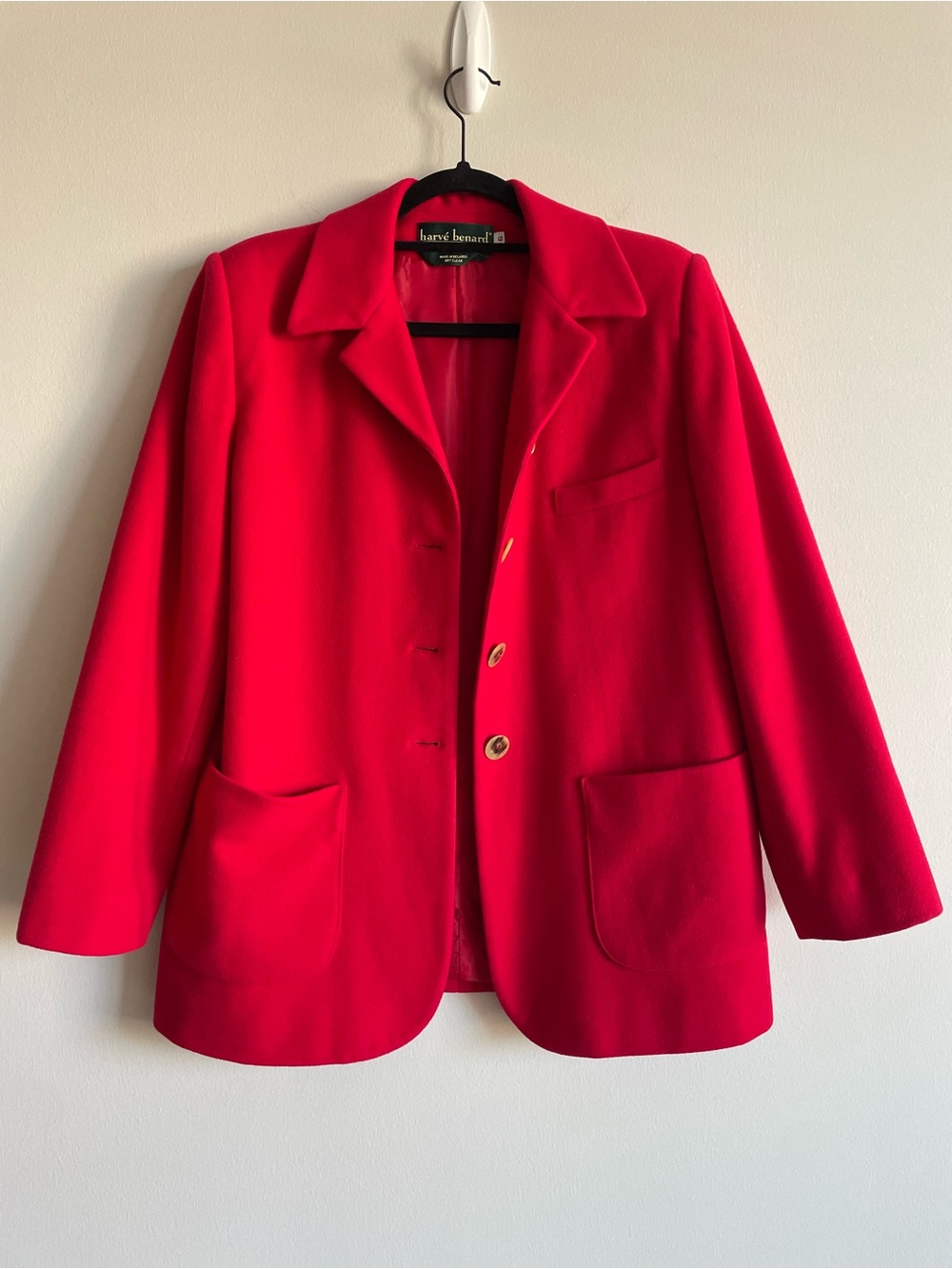 Vintage Harve Benard pea coat blazer jacket overcoat red wool cashmere classic 6